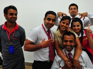 The Kingfisher staff at Amritsar Airport...for joking around with me while I checked into my flight for Jaipur. Good luck getting into UCLA! 7/16/10