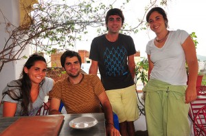 Ana, Gabes, Adria, and Arnau...for a friendly conversation at the Nukkad guesthouse rooftop restaurant in my first morning in Udaipur. See you in Barcelona! 7/19/10